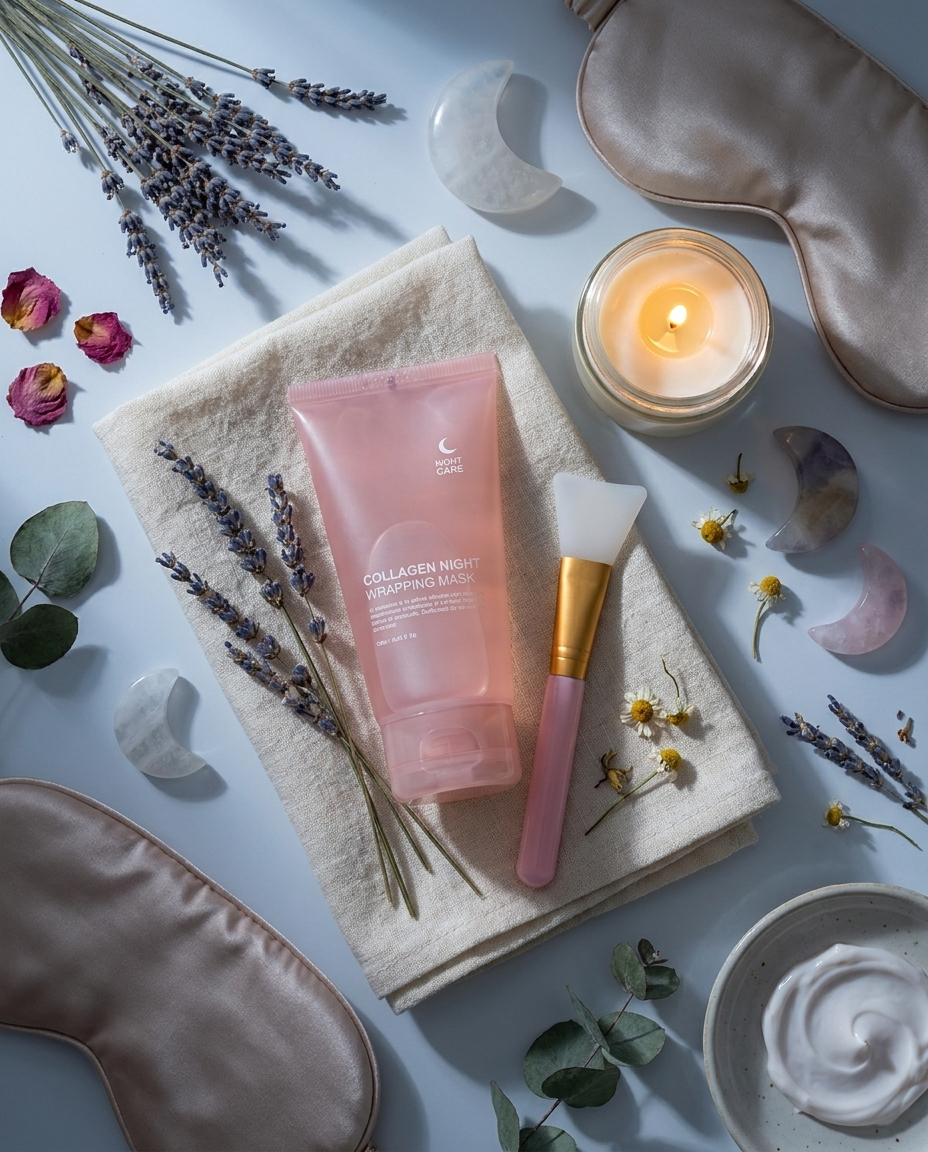 Overnight Wrapping Mask nighttime ritual flatlay